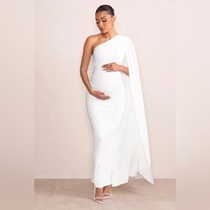 Club L White Long Maternity Dress